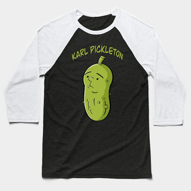 Karl Pickleton- Funny Pickle Cartoon Baseball T-Shirt by IceTees